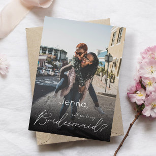 Your Photo Will You Be My Bridesmaid? White Invitation
