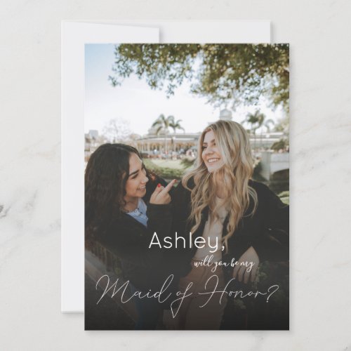 Your Photo Will You Be My Maid of Honor Pink Invitation