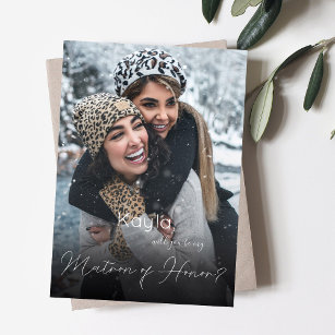 Your Photo Will You Be My Matron of Honor Invitati Holiday Card