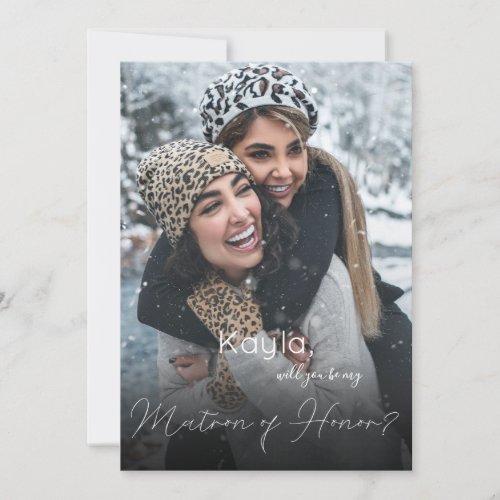 Your Photo Will You Be My Matron of Honor Pink Inv Holiday Card