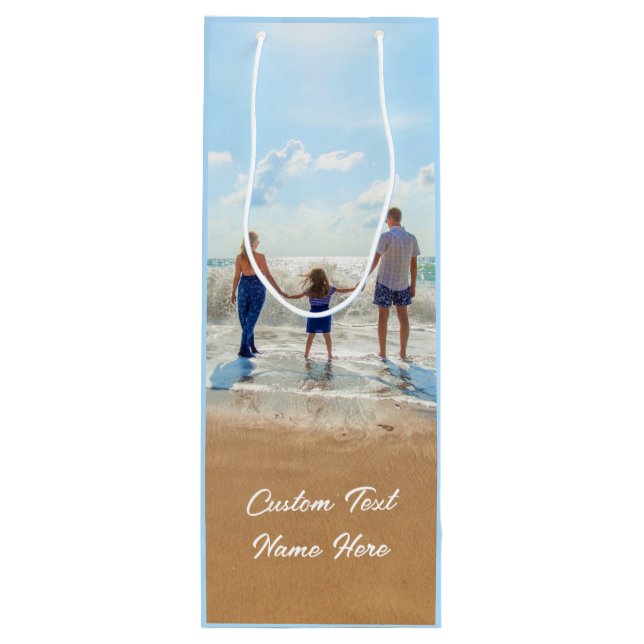 Your Photo Wine Gift Bag with Custom Text Name (Back)
