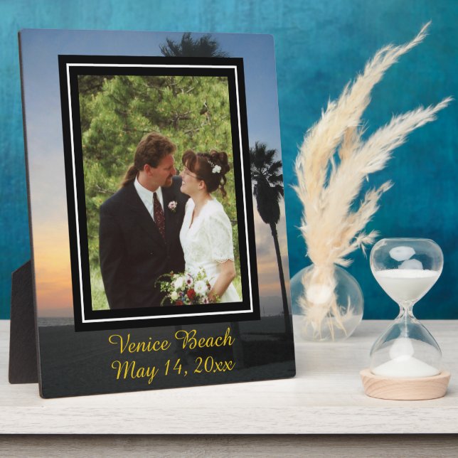 Your Photo with Beach Sunset Palms Plaque (Side)