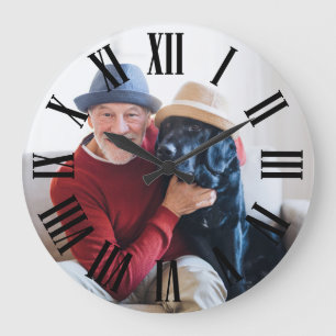 Your Photo with Bold Roman Numerals Large Clock