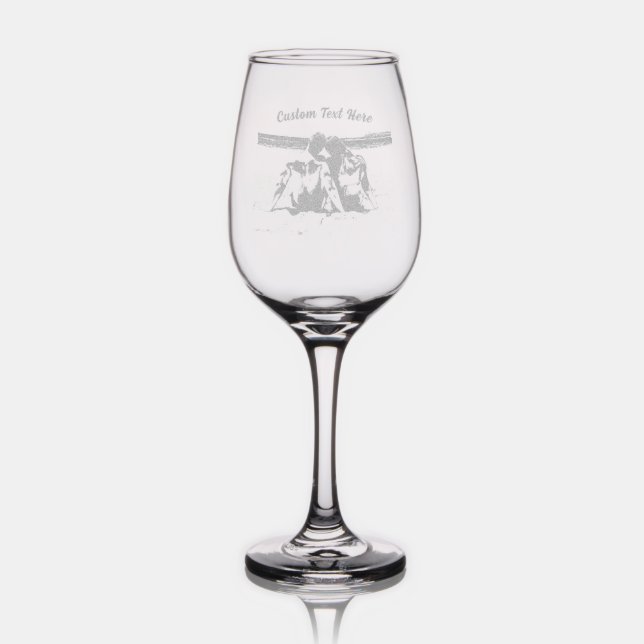 Your Photo with Custom Text Personalized Wine Glass (Glassware)