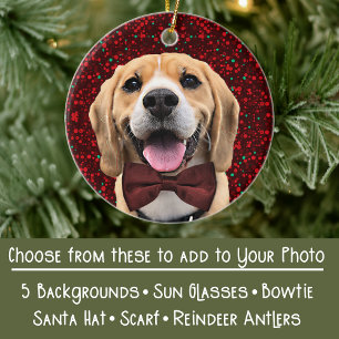 Your Photo with Digital Accessories Hat Bowtie Etc Ceramic Ornament