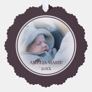 Your Photo with Dusty Plum Accent Christmas Ornament Card