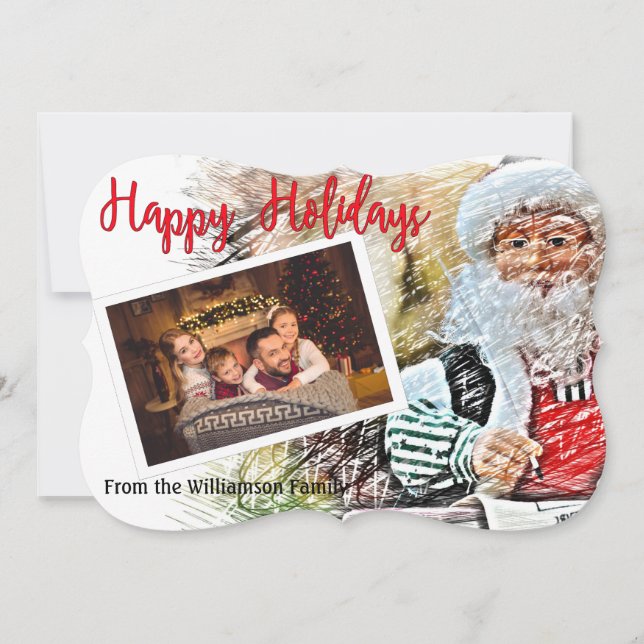 Your Photo With Santa Fancy Cut Happy Holidays Holiday Card (Front)