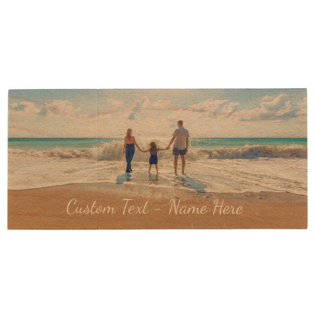 Your Photo Wood Flash Drive with Custom Text (Back)