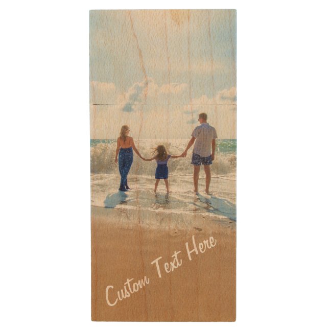 Your Photo Wood Flash Drive with Custom Text (Front Vertical)