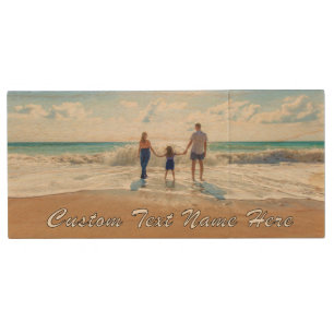Your Photo Wood Flash Drive with Custom Text Name