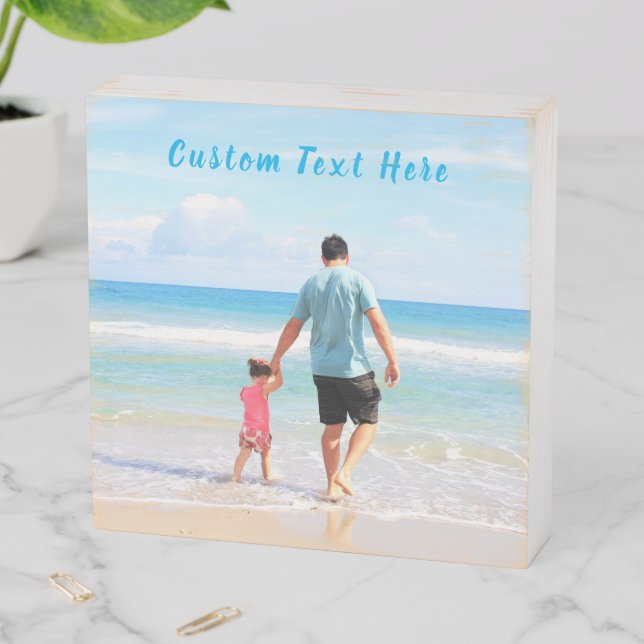 Your Photo Wooden Box Sign Gift with Custom Text (In Situ Horizontal)