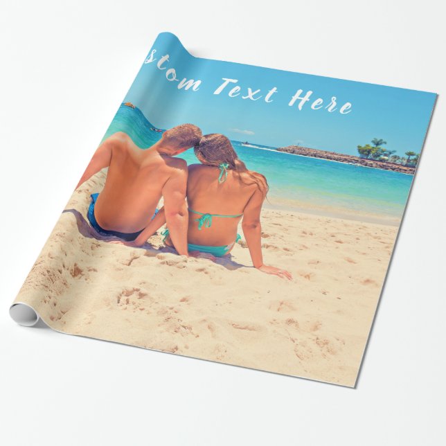 Your Photo Wrapping Paper with Custom Text (Unrolled)