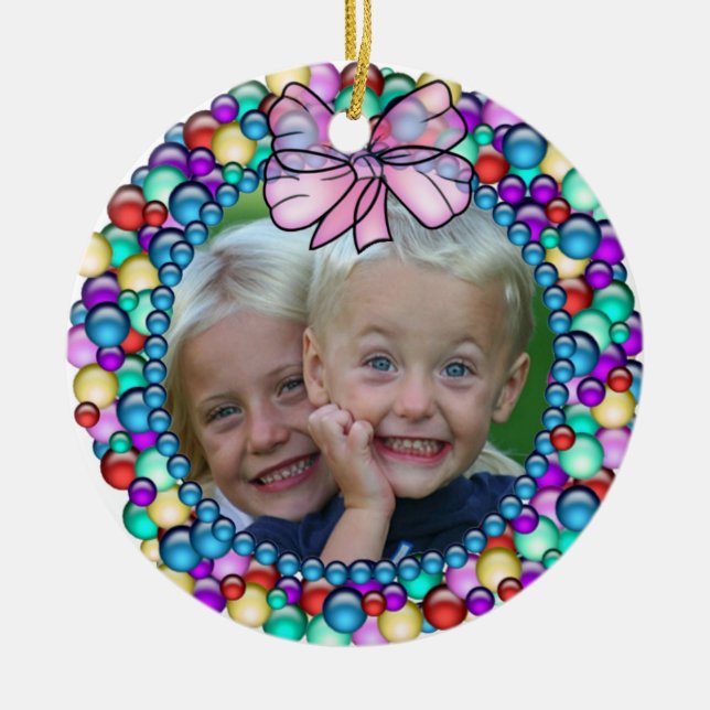 Your Photo Wreath Frame Christmas Ornament (Front)