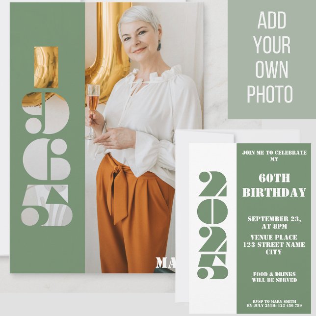 Your photo year 1965 60th birthday Invitation (Creator Uploaded)