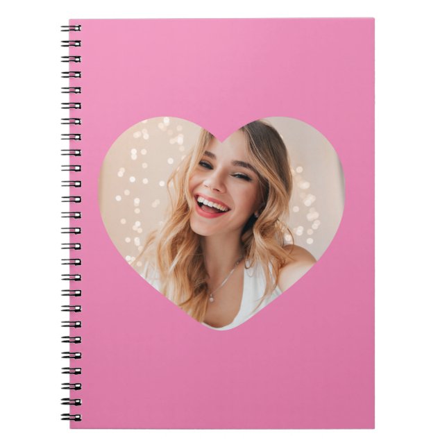 Your photo your face on a personalized heart pink notebook (Front)