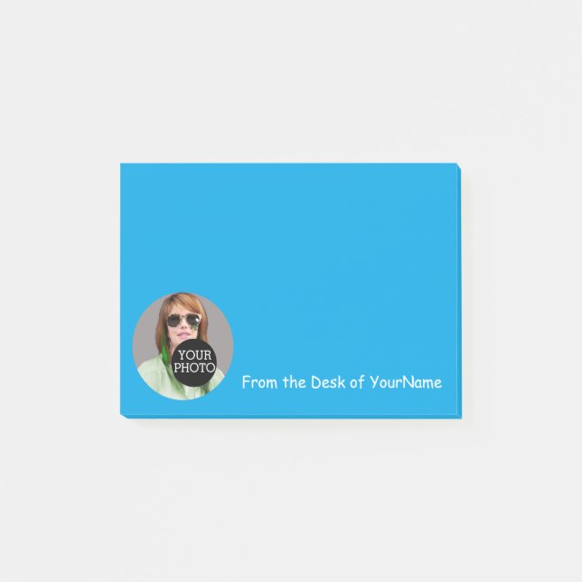 Your Photo Your Message Customize Easily Blue Post-it Notes (Front)