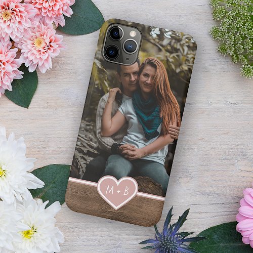 Your Photograph Love Heart On Woodgrain Pattern iPhone 11Pro Max Case