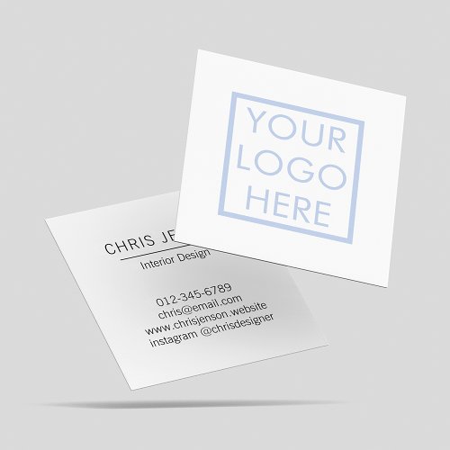 Your Photograph or Logo Clean White Simple Photo Square Business Card