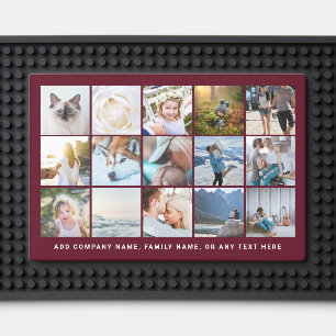 Your Photos and Text Custom Grid Collage Burgundy Bar Mat