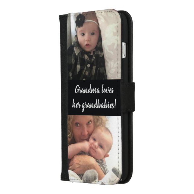 Your Photos and Trendy Typography Quote iPhone Wallet Case (Left)