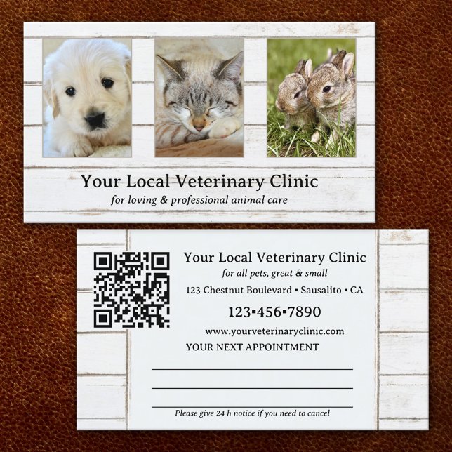 Your Photos Animal Veterinary Clinic Appointment  Business Card (Creator Uploaded)