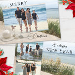 Your Photos Beach Collage Christmas Holidays Card<br><div class="desc">An elegant Christmas Holidays card featuring 3 of your own custom photos on a beach design. On the back you can also add your New Year wishes.</div>