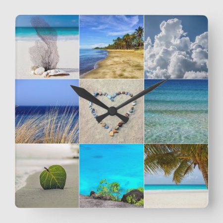 Your Photos Collage Template Square Wall Clock