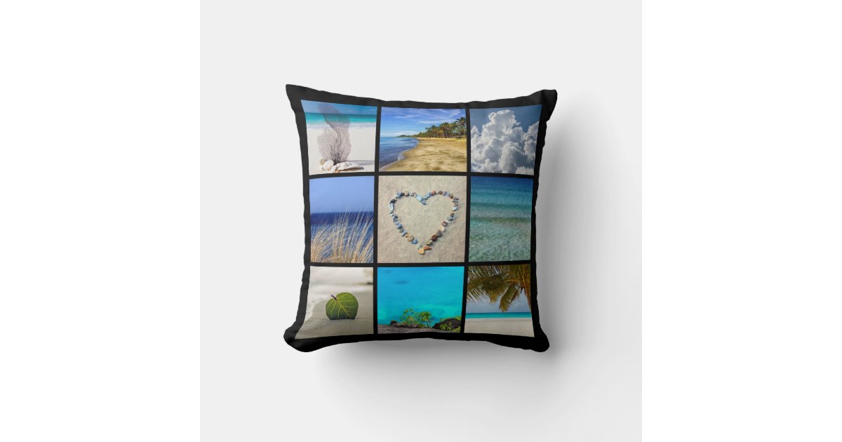 Your Photos Collage Template Throw Pillow | Zazzle