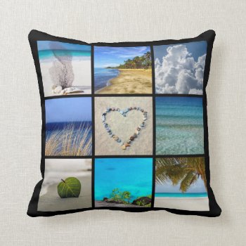 Your Photos Collage Template Throw Pillow by RewStudio at Zazzle