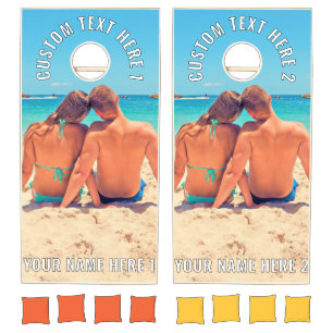 Your Photos Cornhole Set Custom Texts and Names