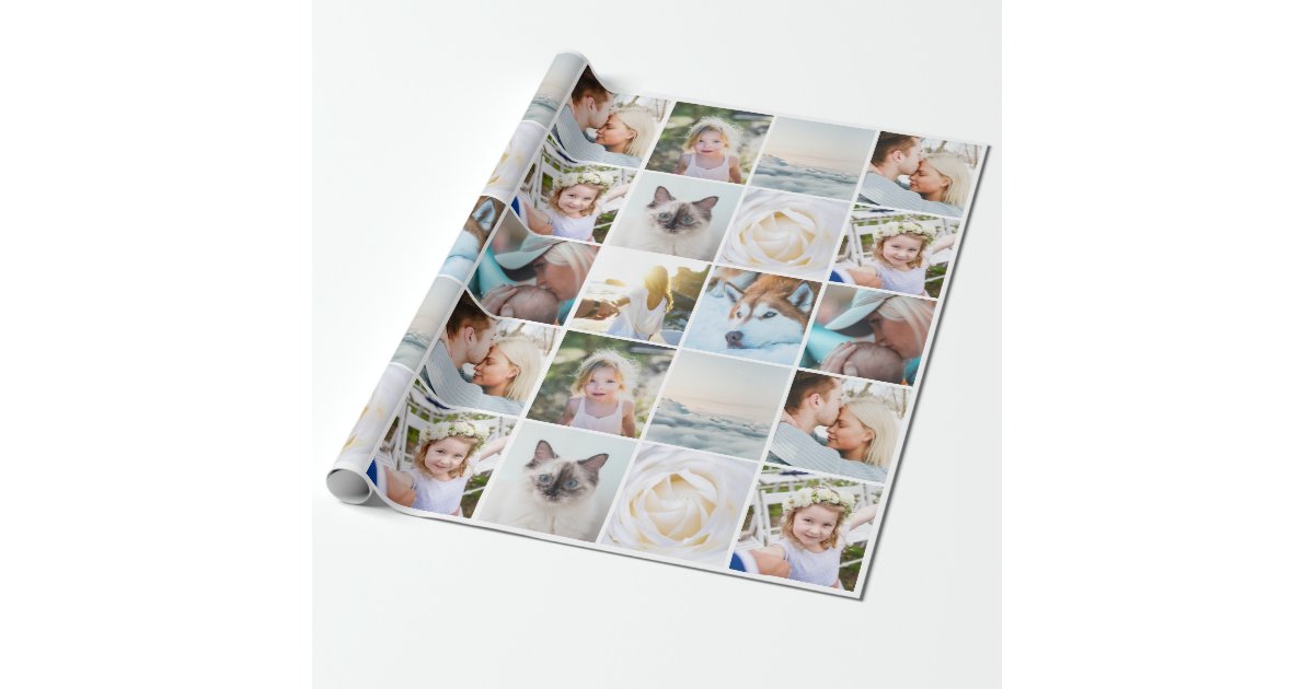 Your Photos Custom Collage Modern Wrapping Paper | Zazzle