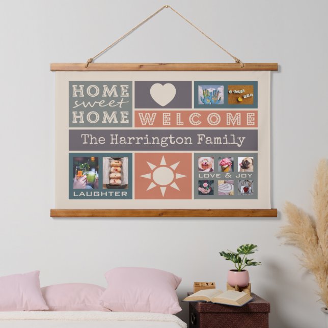 YOUR PHOTOS custom collage template Hanging Tapestry (Bedroom)