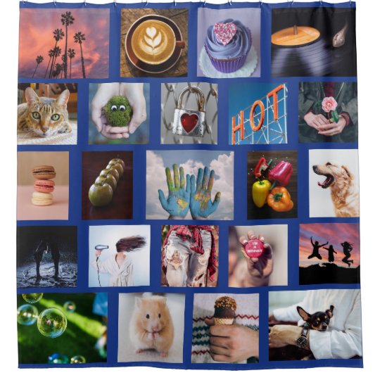 Your Photos Custom Collage Template Shower Curtain Zazzle Com Your Photos Custom Collage Template Shower Curtain