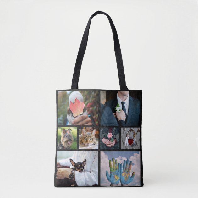 YOUR PHOTOS custom collage template tote bags | Zazzle