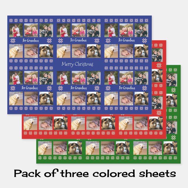 Your photos custom text christmas wrapping paper sheets (Creator Uploaded)