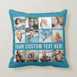 YOUR Photos custom text & color throw pillows