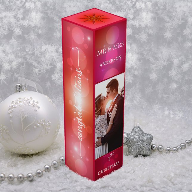 Your Photos First Christmas Wedding Wine Gift Box (Creator Uploaded)