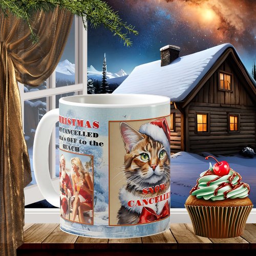 Your Photos Funny Cat Christmas Cancelled  Coffee Mug