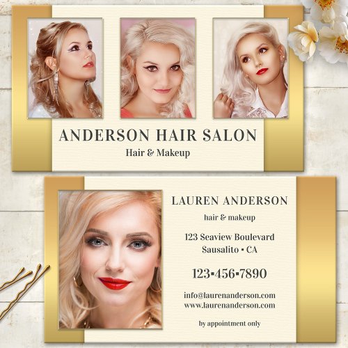 Your Photos Gold Hair Beauty Business Card