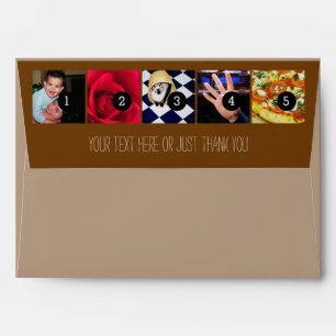 Your Photos Images and Your Greeting Text brown Envelope