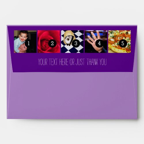 Your Photos Images and Your Greeting Text Purple Envelope