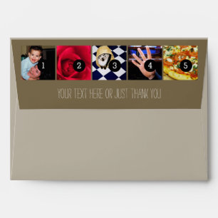 Your Photos Images and Your Greeting Text taupe Envelope