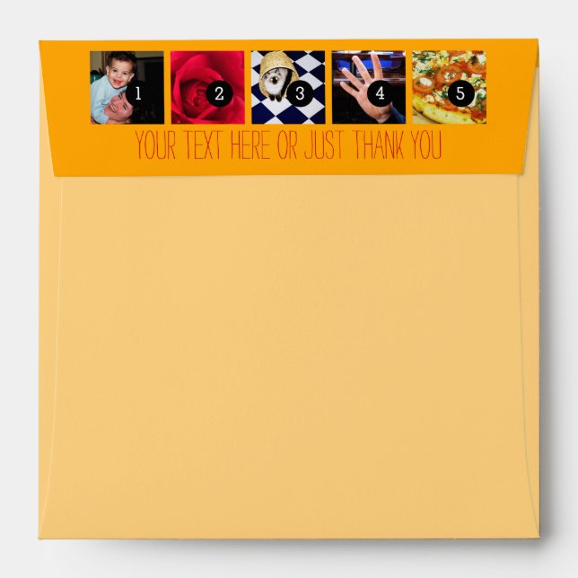 Your Photos Images Your Greeting Text Sun Yellow Envelope (Back (Top Flap))