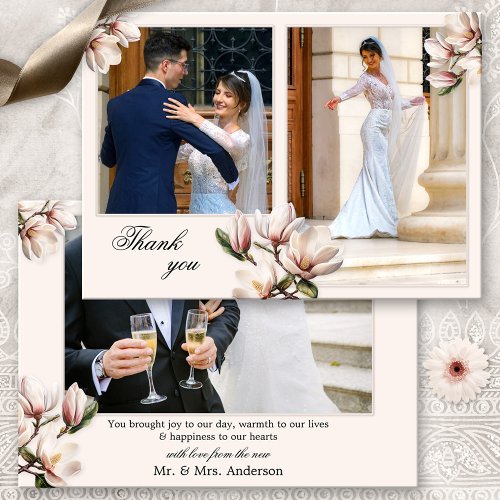 Your Photos Magnolia Wedding Thank You Card