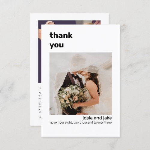 Your photos minimalist wedding thank you card
