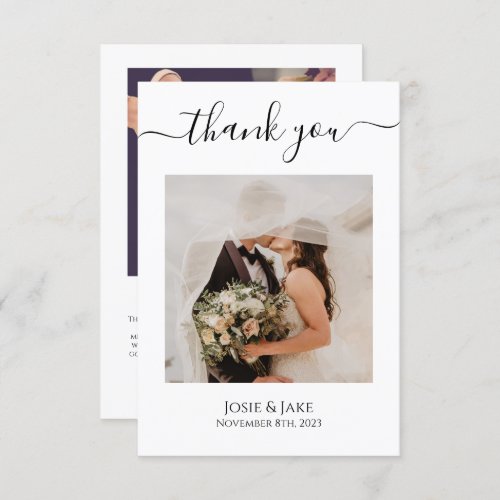 Your photos minimalist wedding thank you card
