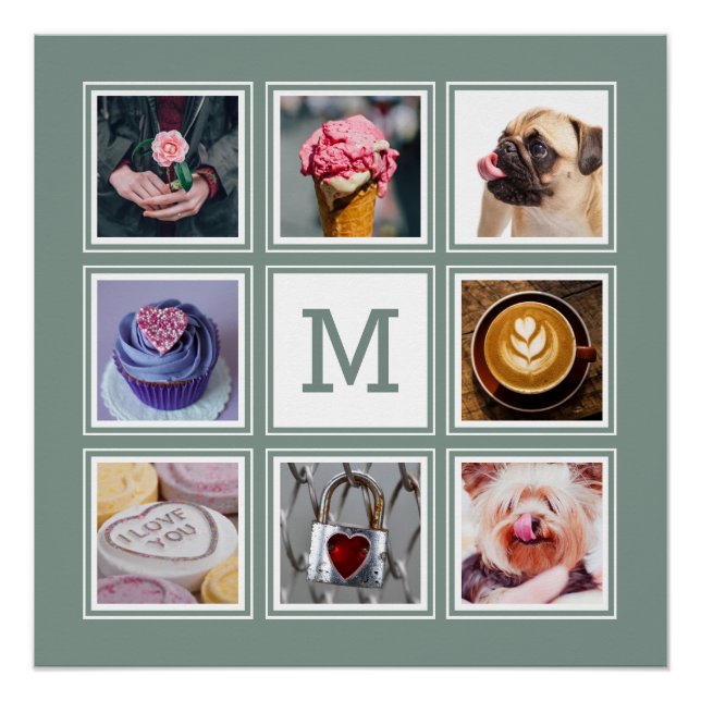 YOUR Photos, Monogram & Color poster (Front)