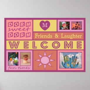 YOUR PHOTOS & MONOGRAM custom dorm room poster