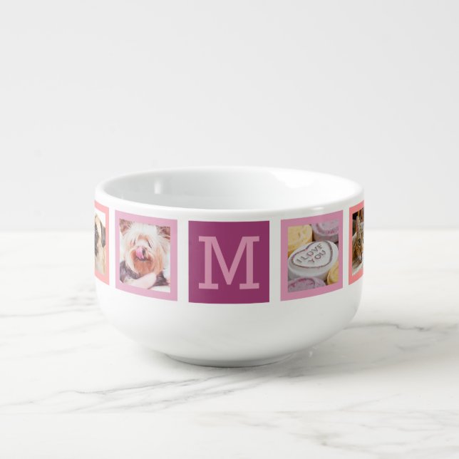 YOUR PHOTOS & MONOGRAM custom dorm room soup mug (Front)