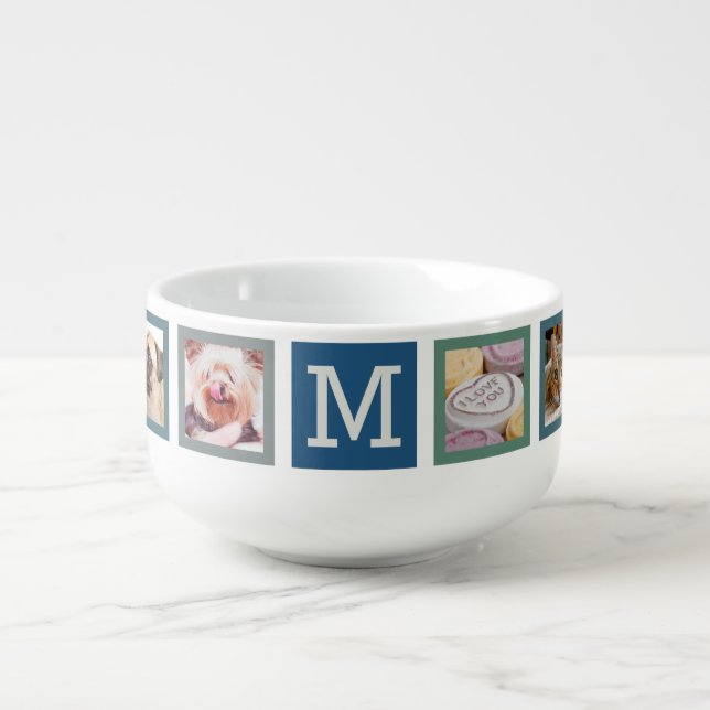 YOUR PHOTOS & MONOGRAM custom dorm room soup mug (Front)